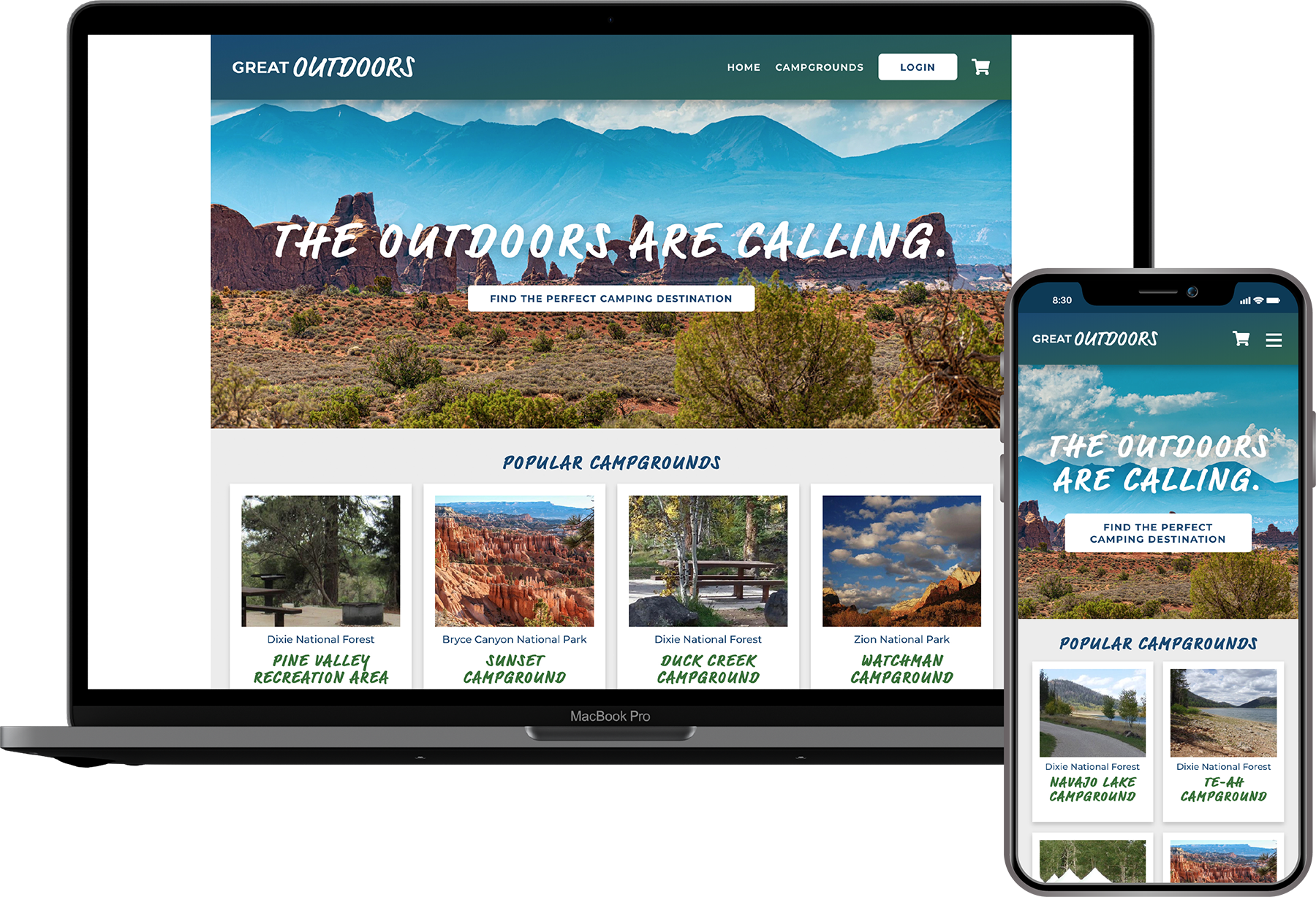 Great Outdoors Website Mockup