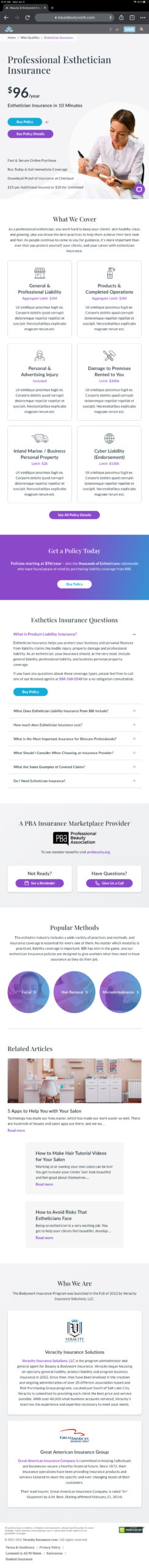 BBI Tablet – Esthetician Landing Page